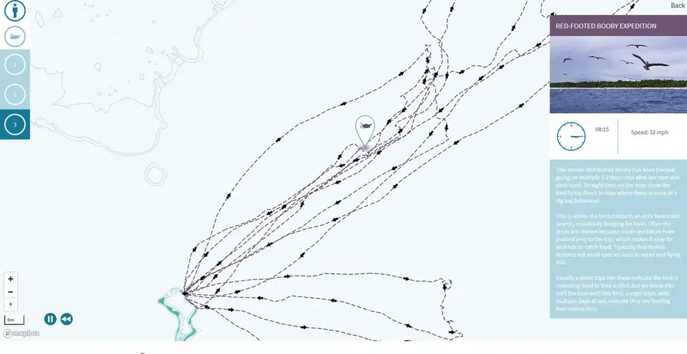 Chagos Information Portal - Tracking Map of Red Footed Booby Expedition