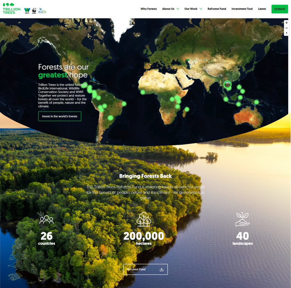 Trillion Trees homepage screenshot