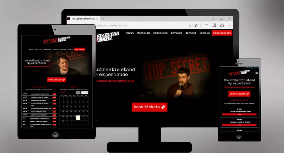 The Top Secret Comedy Club website