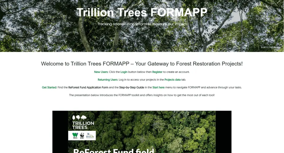 FORMAPP Trillion Trees Homepage